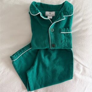 Petite Plume Kid's Flannel Pajama Set in Forest Green